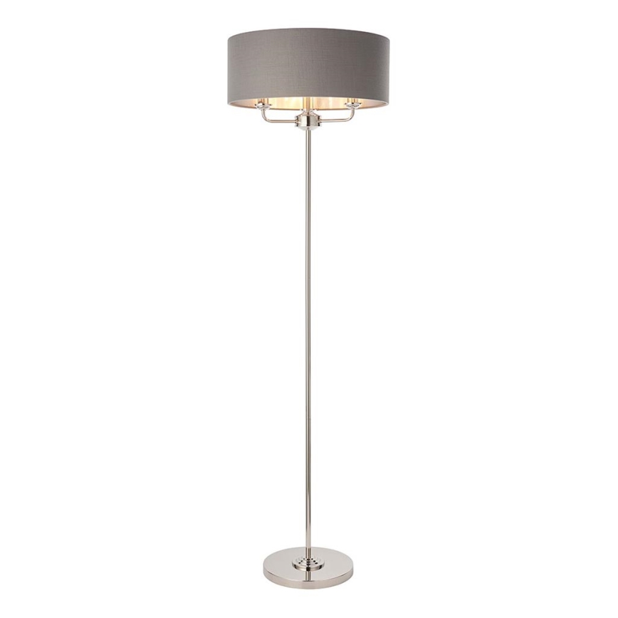 Endon 94378 - Podna lampa HIGHCLERE 1xE14/40W/230V siva/sjajni hrom prečnik 47 cm
