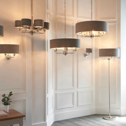 Endon 94378 - Podna lampa HIGHCLERE 1xE14/40W/230V sivo/sjajni krom