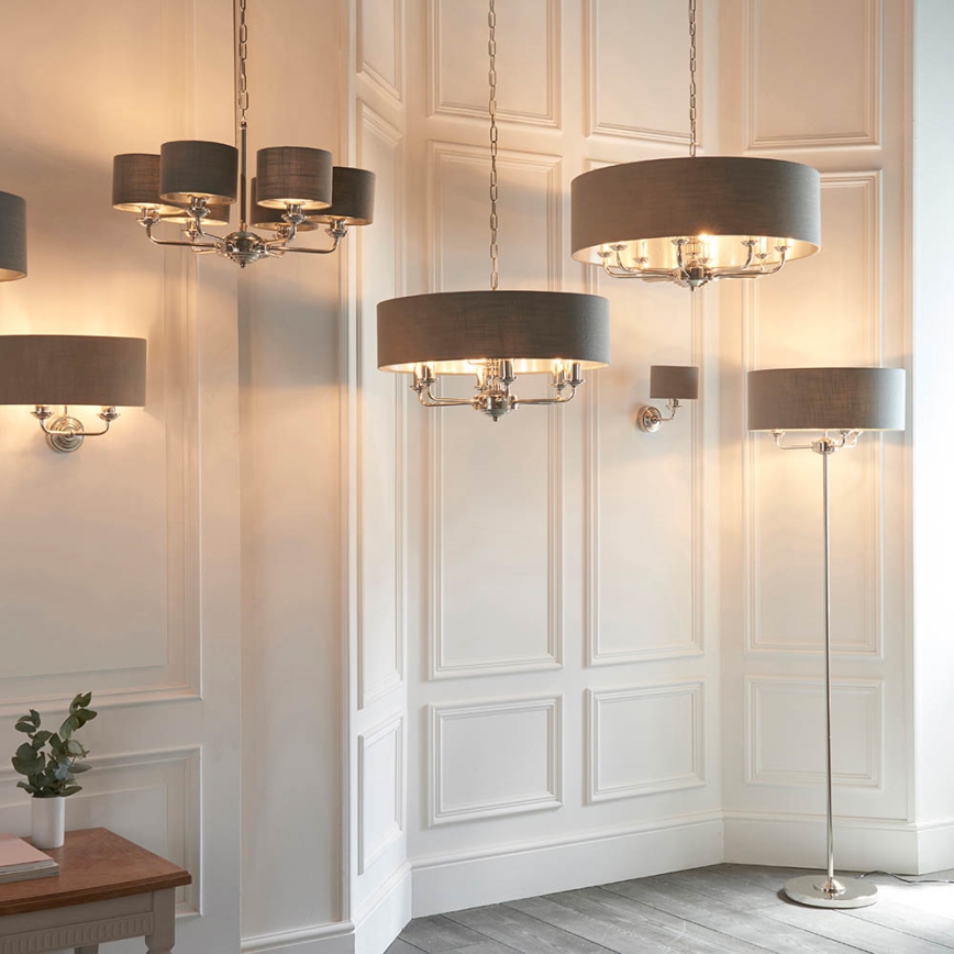 Endon 94378 - Podna lampa HIGHCLERE 1xE14/40W/230V sivo/sjajni krom
