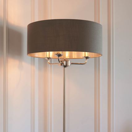 Endon 94378 - Podna lampa HIGHCLERE 1xE14/40W/230V siva/sjajni hrom prečnik 47 cm