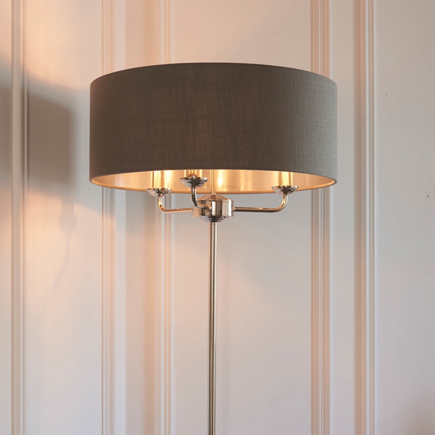 Endon 94378 - Podna lampa HIGHCLERE 1xE14/40W/230V siva/sjajni hrom prečnik 47 cm