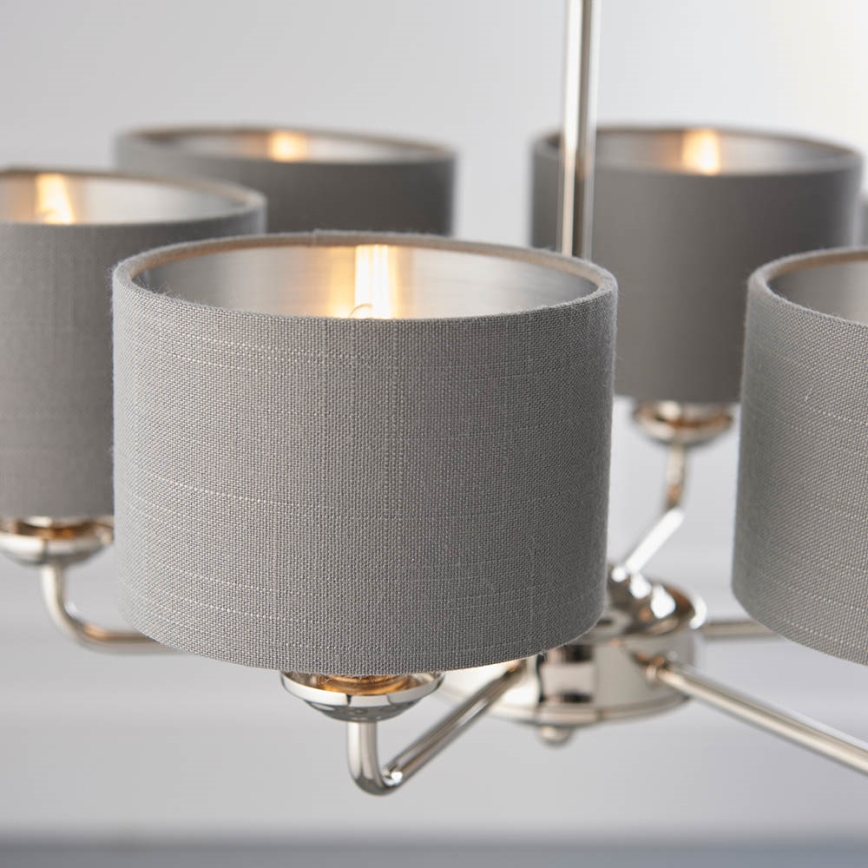 Endon 94381 - Luster na lancu HIGHCLERE 6xE14/28W/230V siva/sjajni hrom