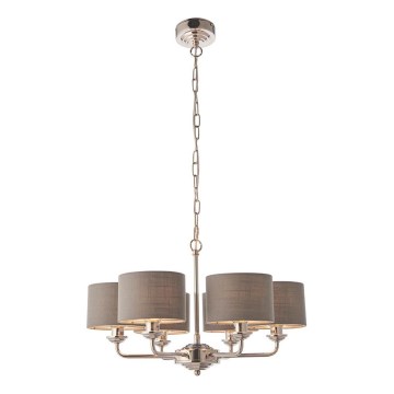 Endon 94381 - Luster na lancu HIGHCLERE 6xE14/28W/230V sivo/sjajni krom