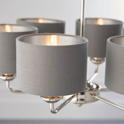 Endon 94381 - Luster na lancu HIGHCLERE 6xE14/28W/230V sivo/sjajni krom