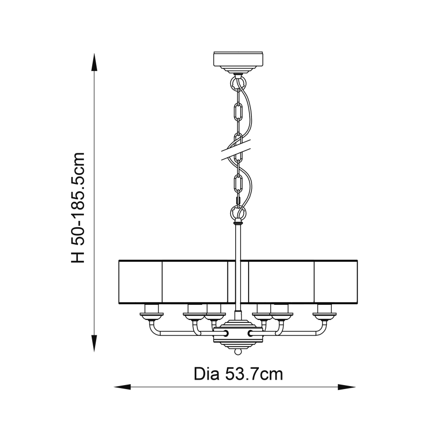 Endon 94381 - Luster na lancu HIGHCLERE 6xE14/28W/230V sivo/sjajni krom