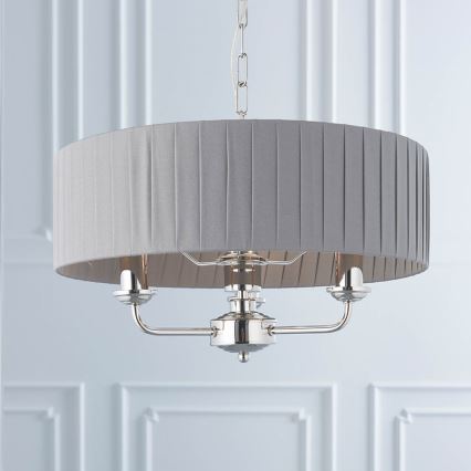 Endon 94394 - Luster na lancu HIGHCLERE 3xE14/40W/230V tamno siva/sjajni hrom, prečnik 45 cm