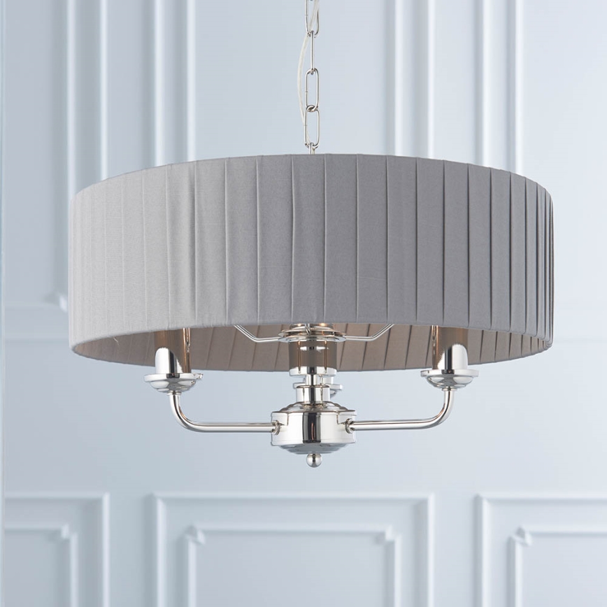 Endon 94394 - Luster na lancu HIGHCLERE 3xE14/40W/230V tamno siva/sjajni hrom, prečnik 45 cm