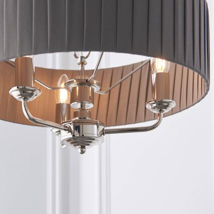 Endon 94394 - Luster na lancu HIGHCLERE 3xE14/40W/230V tamno siva/sjajni hrom, prečnik 45 cm
