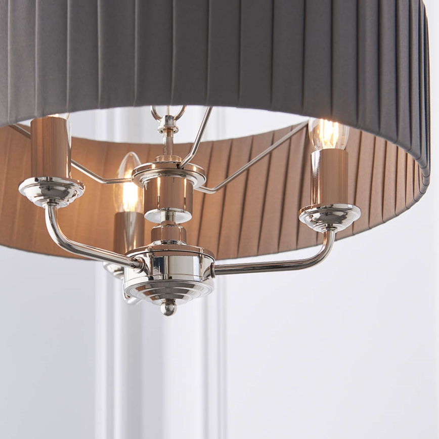 Endon 94394 - Luster na lancu HIGHCLERE 3xE14/40W/230V tamno siva/sjajni hrom, prečnik 45 cm