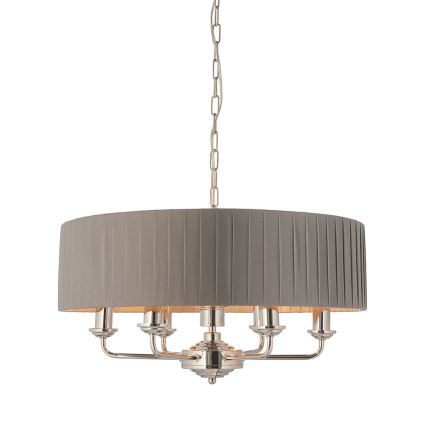 Endon 94397 - Luster na lancu HIGHCLERE 6xE14/40W/230V siv/sjajni hrom, prečnik 35 cm
