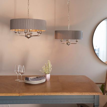 Endon 94397 - Luster na lancu HIGHCLERE 6xE14/40W/230V sivo/sjajni krom