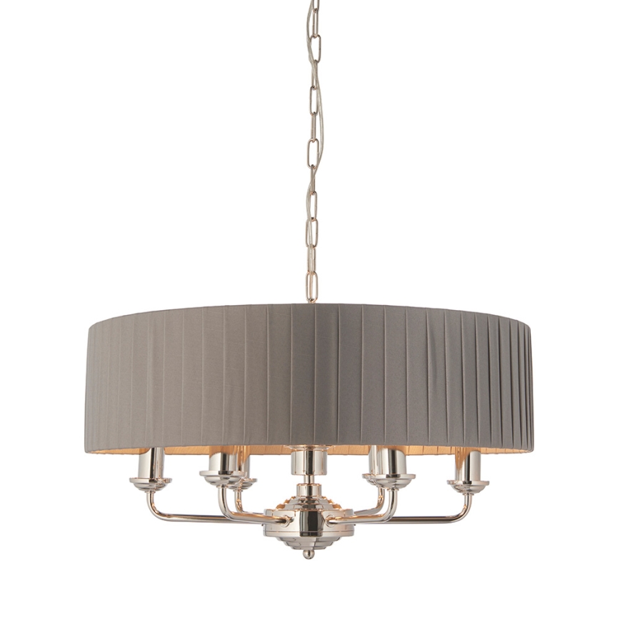 Endon 94397 - Luster na lancu HIGHCLERE 6xE14/40W/230V sivo/sjajni krom