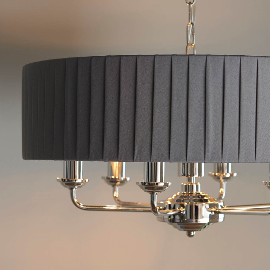 Endon 94397 - Luster na lancu HIGHCLERE 6xE14/40W/230V sivo/sjajni krom