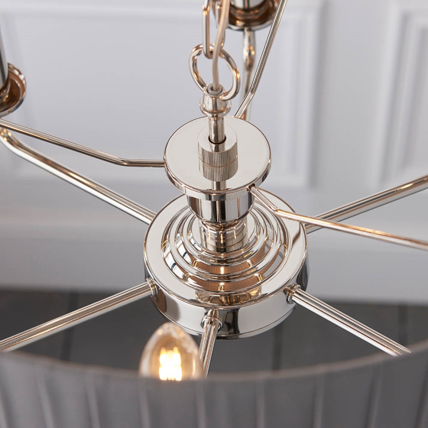Endon 94397 - Luster na lancu HIGHCLERE 6xE14/40W/230V sivo/sjajni krom
