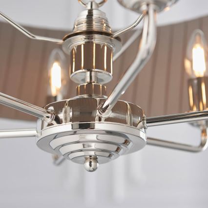 Endon 94397 - Luster na lancu HIGHCLERE 6xE14/40W/230V sivo/sjajni krom