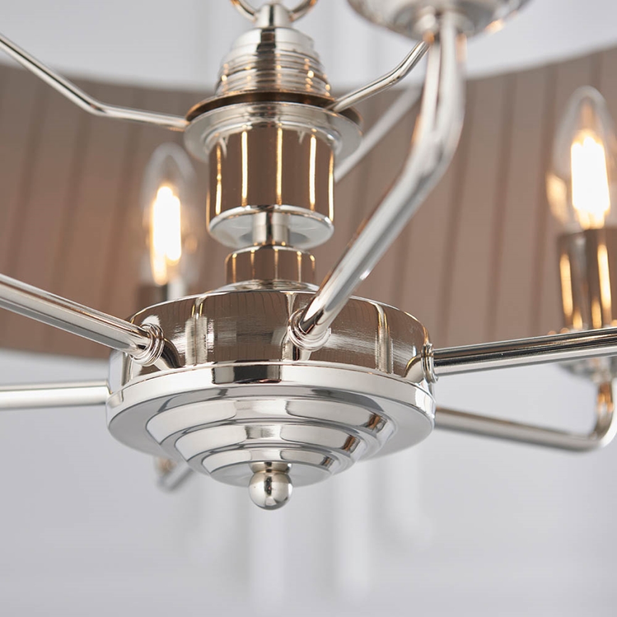 Endon 94397 - Luster na lancu HIGHCLERE 6xE14/40W/230V sivo/sjajni krom