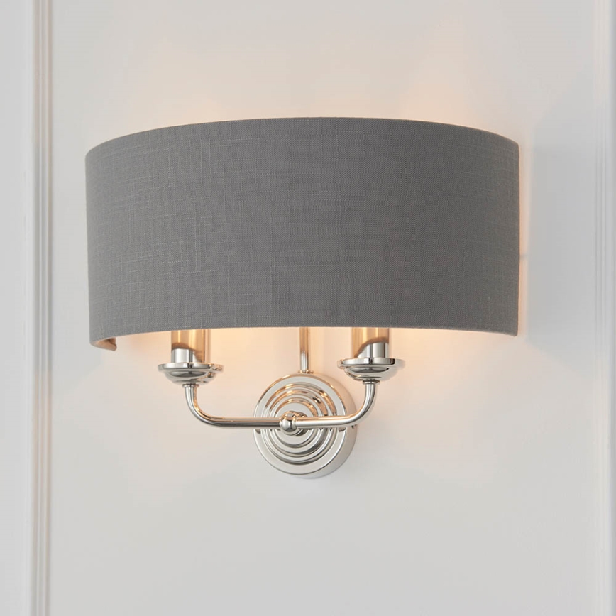 Endon 94406 - Zidna lampa HIGHCLERE 2xE14/40W/230V tamno siva/sjajni krom