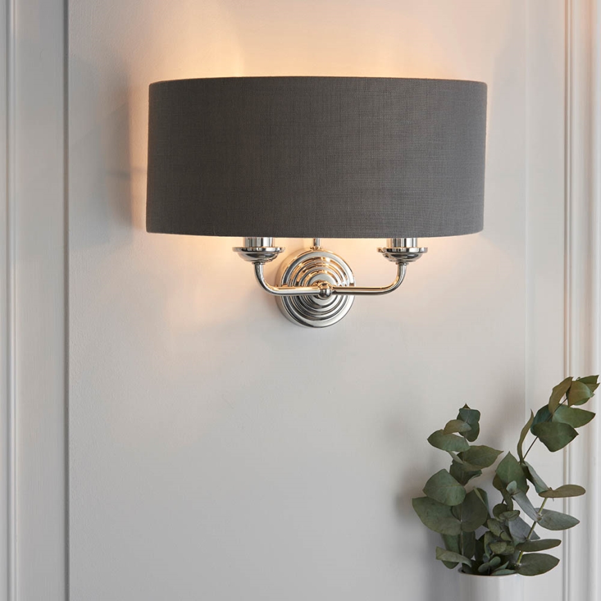 Endon 94406 - Zidna lampa HIGHCLERE 2xE14/40W/230V tamno siva/sjajni krom