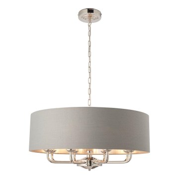 Endon 94415 - Luster na lancu HIGHCLERE 8xE14/40W/230V siva/sjajni hrom prečnik 70 cm