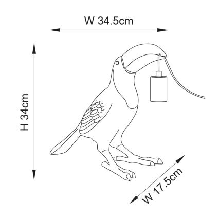 Endon 95077 - Stona lampa TOCO TOUCAN 1xE27/10W/230V zlatna