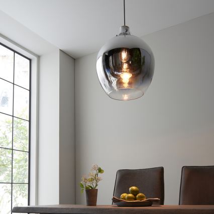 Endon 96442 - Luster na sajli PANTHER 1xE27/10W/230V, sjajni hrom / zadimljeno staklo