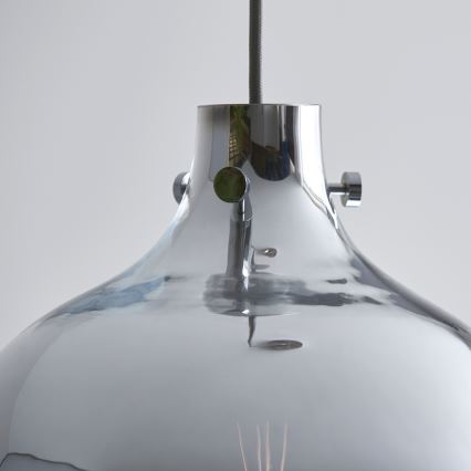 Endon 96442 - Luster na sajli PANTHER 1xE27/10W/230V, sjajni hrom / zadimljeno staklo