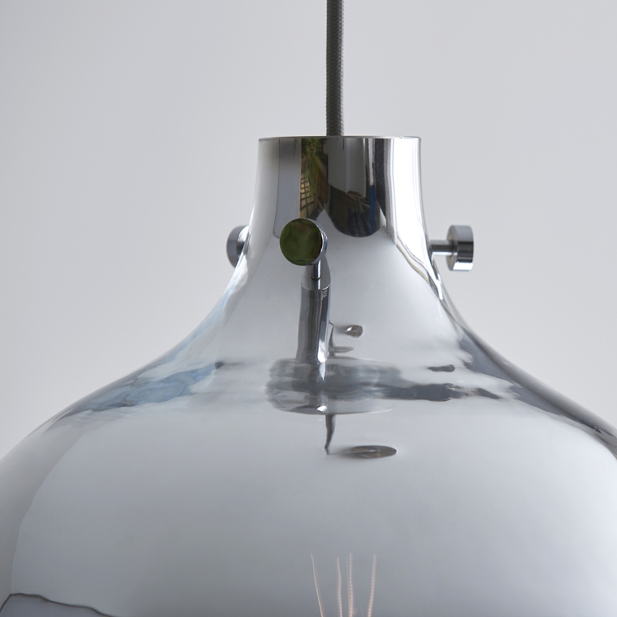 Endon 96442 - Luster na sajli PANTHER 1xE27/10W/230V, sjajni hrom / zadimljeno staklo