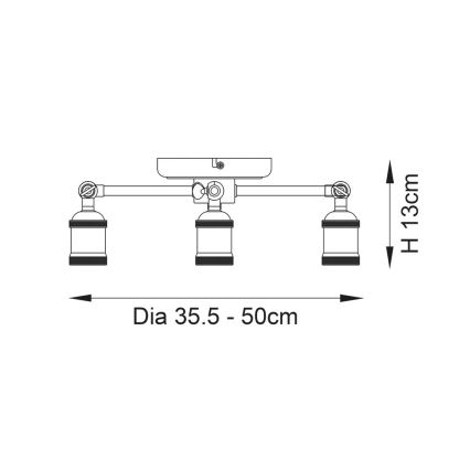 Endon 97243 - Reflektorska lampa HAL 3xE27/10W/230V mesing