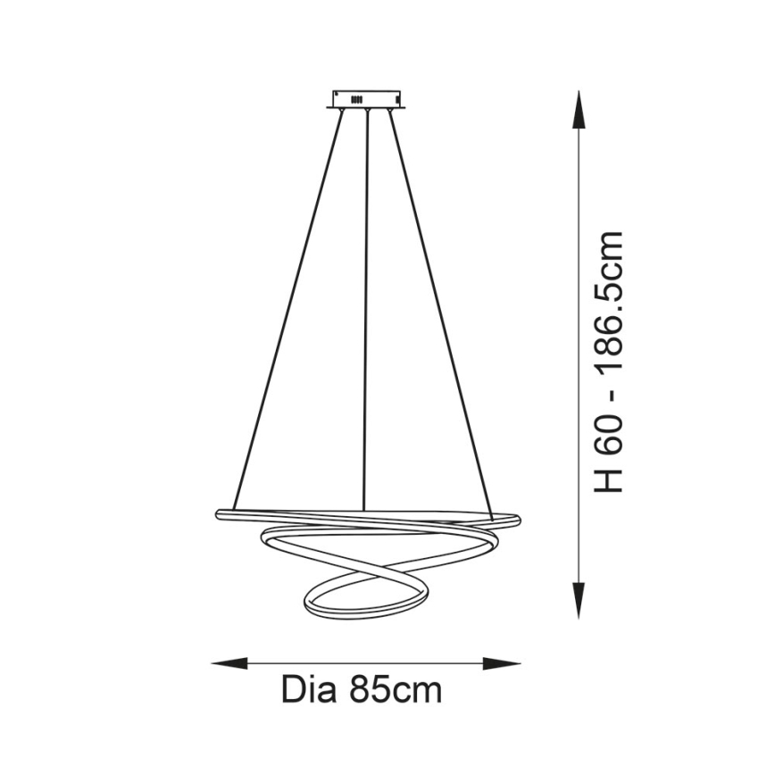 Endon 97639 - LED prigušiva luster na sajli TWIRL LED/88W/230V 3000K zlatni