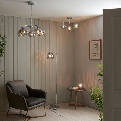 Endon 97971 - Plafonski luster DIMPLE 3xE14/7W/230V sjajni hrom/zadimljeno siva