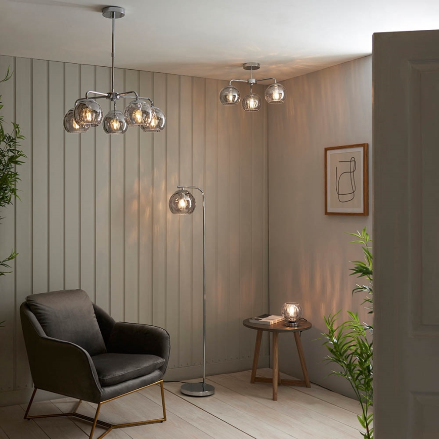 Endon 97971 - Plafonski luster DIMPLE 3xE14/7W/230V sjajni hrom/zadimljeno siva