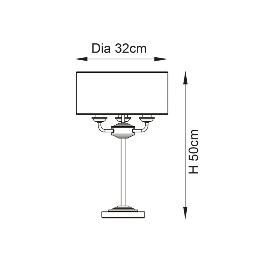Endon 98932 - Stona lampa HIGHCLERE 3xE14/18W/230V bela/mesing, prečnik 32 cm