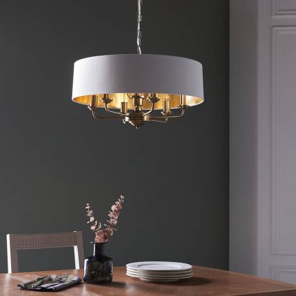 Endon 98933 - Luster na lancu HIGHCLERE 6xE14/40W/230V bela/mesing