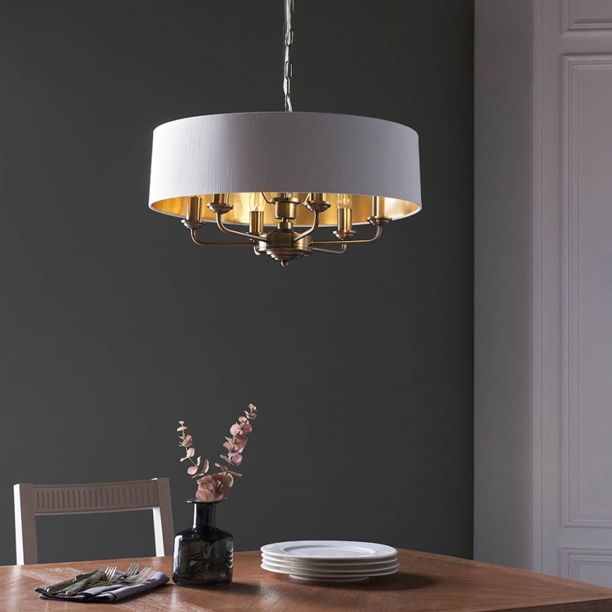 Endon 98933 - Luster na lancu HIGHCLERE 6xE14/40W/230V bela/mesing