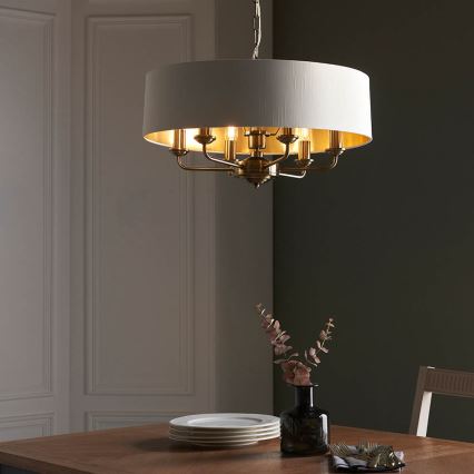Endon 98933 - Luster na lancu HIGHCLERE 6xE14/40W/230V bela/mesing