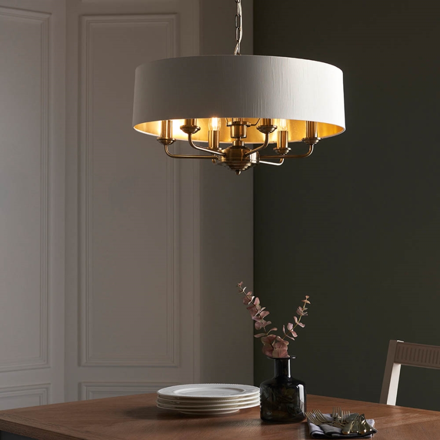 Endon 98933 - Luster na lancu HIGHCLERE 6xE14/40W/230V bela/mesing