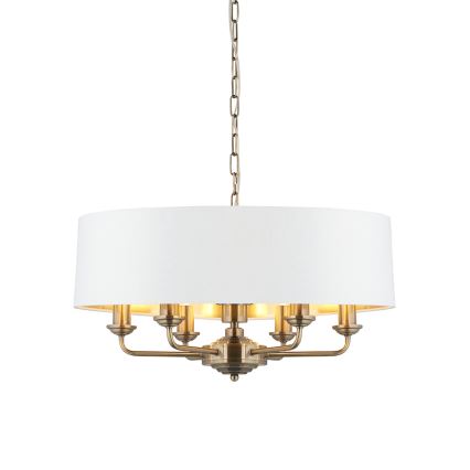 Endon 98933 - Luster na lancu HIGHCLERE 6xE14/40W/230V bela/mesing