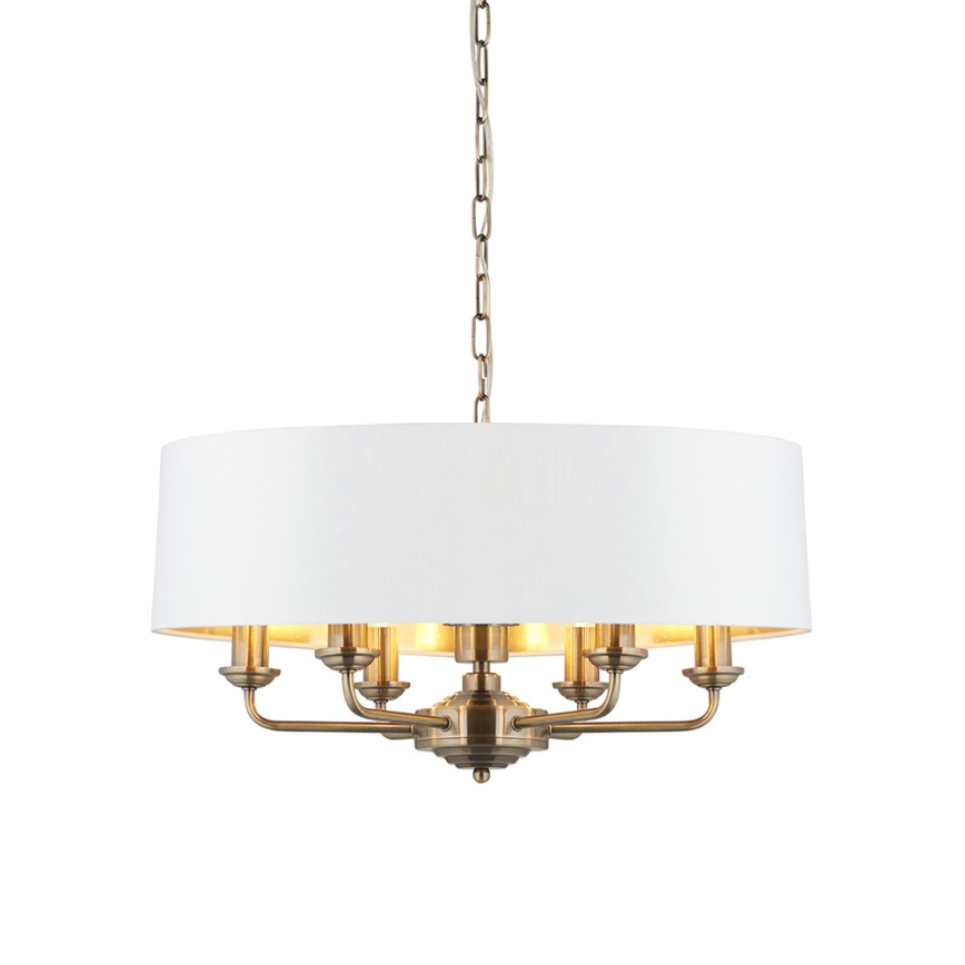 Endon 98933 - Luster na lancu HIGHCLERE 6xE14/40W/230V bela/mesing