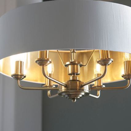 Endon 98933 - Luster na lancu HIGHCLERE 6xE14/40W/230V bela/mesing