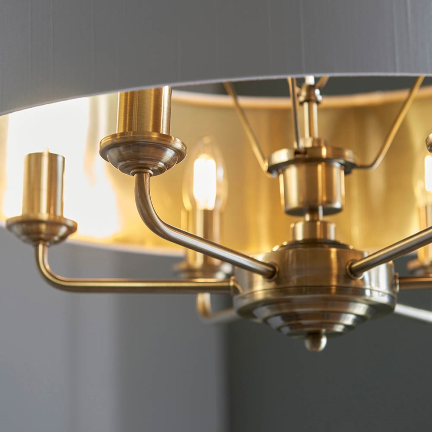 Endon 98933 - Luster na lancu HIGHCLERE 6xE14/40W/230V bela/mesing