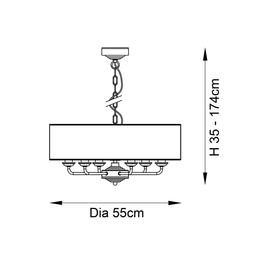 Endon 98933 - Luster na lancu HIGHCLERE 6xE14/40W/230V bela/mesing