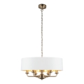 Endon 98933 - Luster na lancu HIGHCLERE 6xE14/40W/230V bela/mesing, prečnik 55 cm