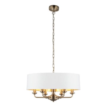 Endon 98933 - Luster na lancu HIGHCLERE 6xE14/40W/230V bela/mesing, prečnik 55 cm