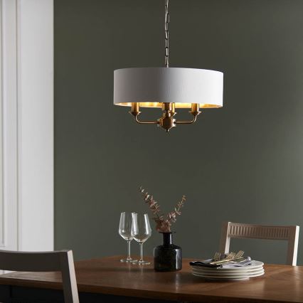Endon 98934 - Luster na lancu HIGHCLERE 3xE14/40W/230V bela/mesing