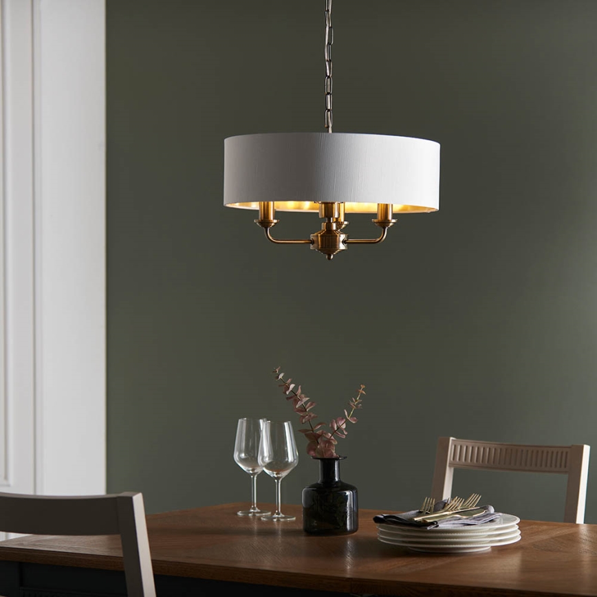 Endon 98934 - Luster na lancu HIGHCLERE 3xE14/40W/230V bela/mesing