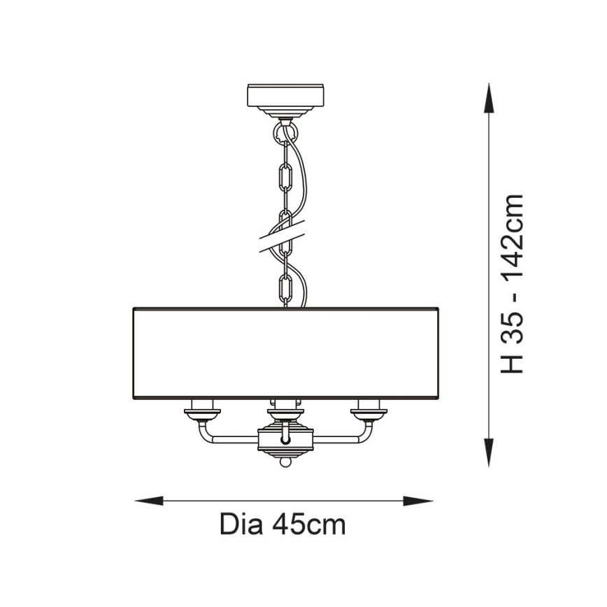 Endon 98934 - Luster na lancu HIGHCLERE 3xE14/40W/230V bela/mesing