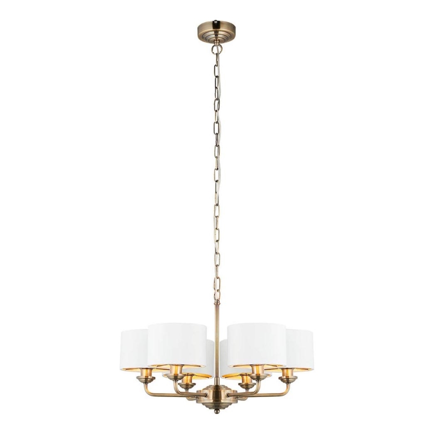 Endon 98936 - Luster na lancu HIGHCLERE 6xE14/28W/230V bela/mesing