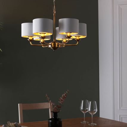 Endon 98936 - Luster na lancu HIGHCLERE 6xE14/28W/230V bela/mesing