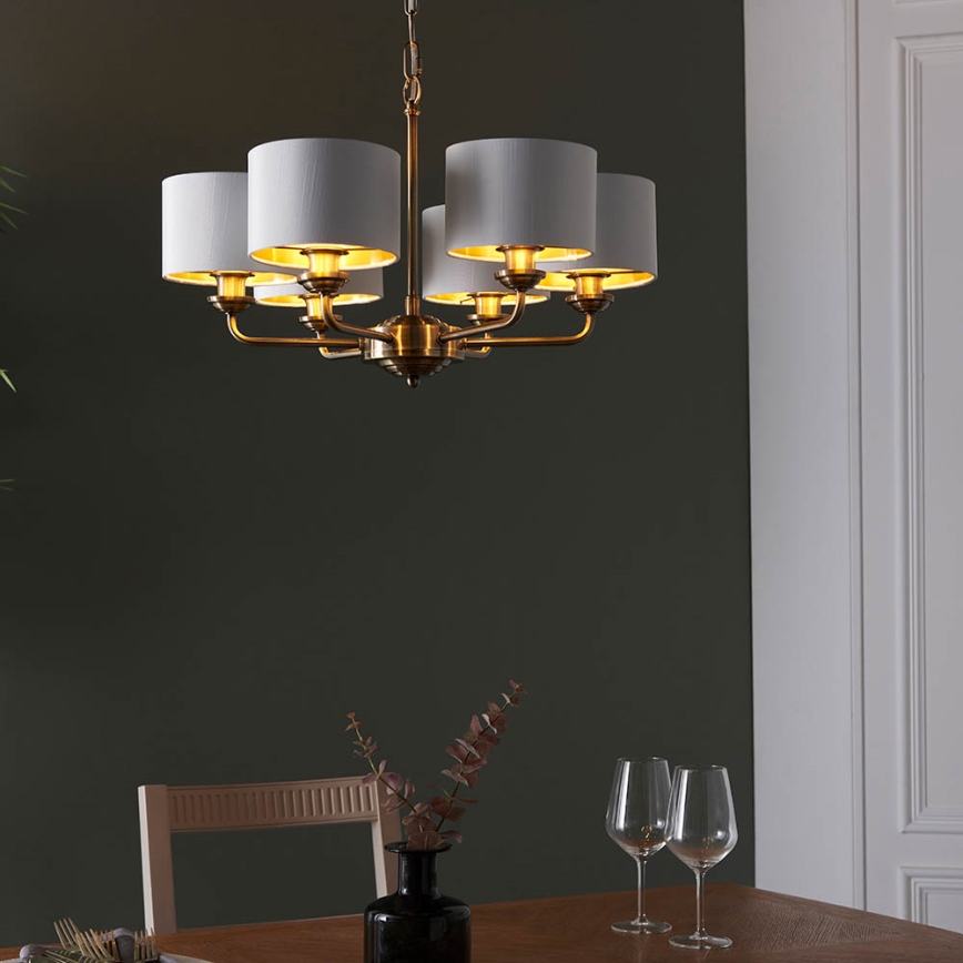 Endon 98936 - Luster na lancu HIGHCLERE 6xE14/28W/230V bela/mesing