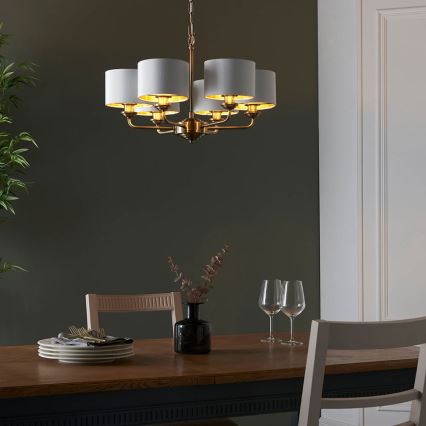 Endon 98936 - Luster na lancu HIGHCLERE 6xE14/28W/230V bela/mesing